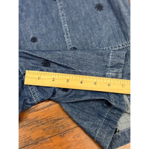 NEW Style & Co Womens 10P Blue Denim Bermuda Shorts Black Embroidered Floral - Picture 8 of 10